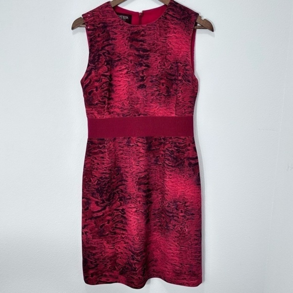 Giambattista Valli Red‎ and Black 100% Wool Sheath Dress Size IT 42 - US Size 6